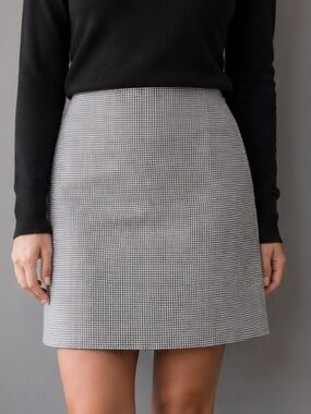 Charter Club Woman 18W Black White Gingham A-Line Skirt Plus Size